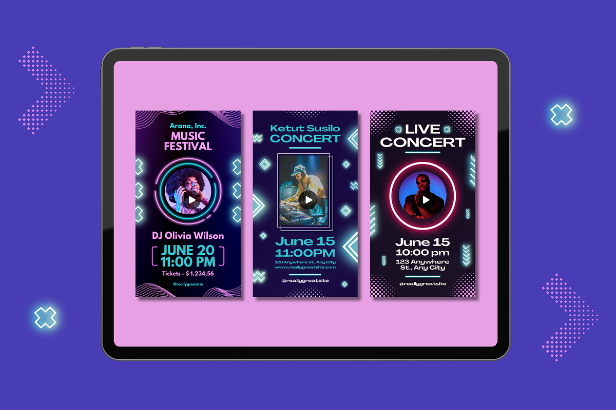 Neon Music Festival Instagram Story, a Templates & Theme by TemplateCastleStore (Photo 6 of 9)