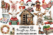 Christmas Farm Sublimation Clipart, an Illustration by Craft Nest (Thumbnail 1 of 6)