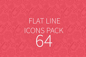 64 Flat Line Icons Pack
