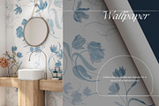 Watercolor Pattern Blue Tulips, a Pattern Graphic by MouseGrey (Thumbnail 4 of 7)