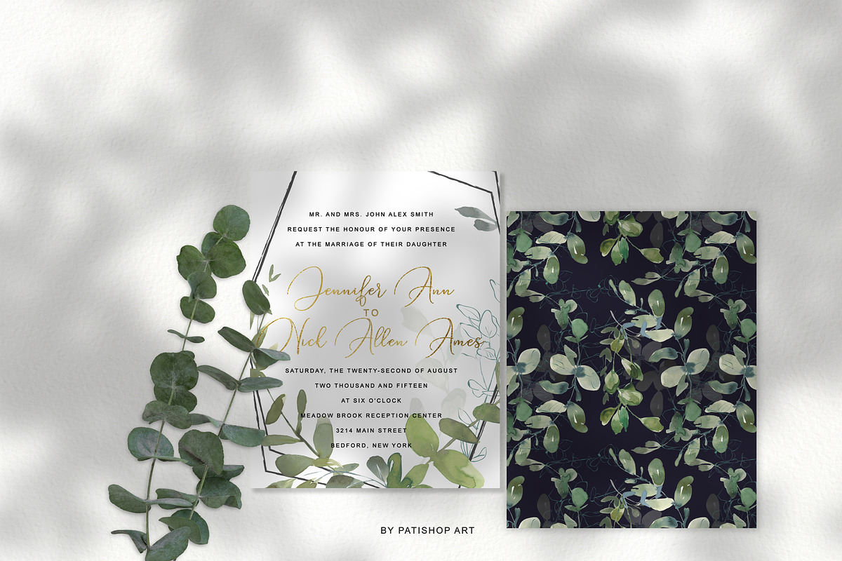 Watercolor Eucalyptus Clipart Set, an Illustration by Patishop Art