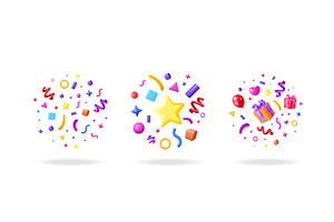 Colorful 3d vector celebration, an Object Illustration by Abscent