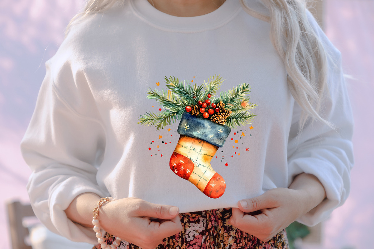 Rustic Christmas Stocking Socks Clip, an Illustration by designcity5 (Photo 5 of 5)