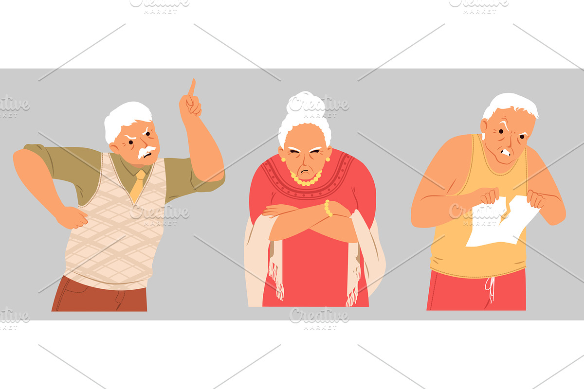 An elderly couple engages in a, an Illustration by SiberianArt