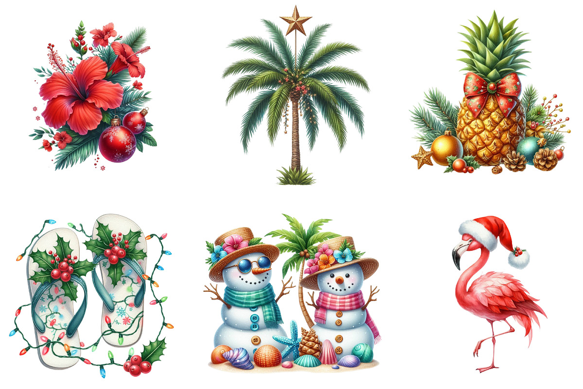 Tropical Aloha Christmas Clipart, an Illustration by DreamArtGraphic (Photo 5 of 5)