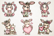 Whimsical Valentine Donkey Clipart, an Animal Illustration by RobertsArt (Thumbnail 6 of 7)