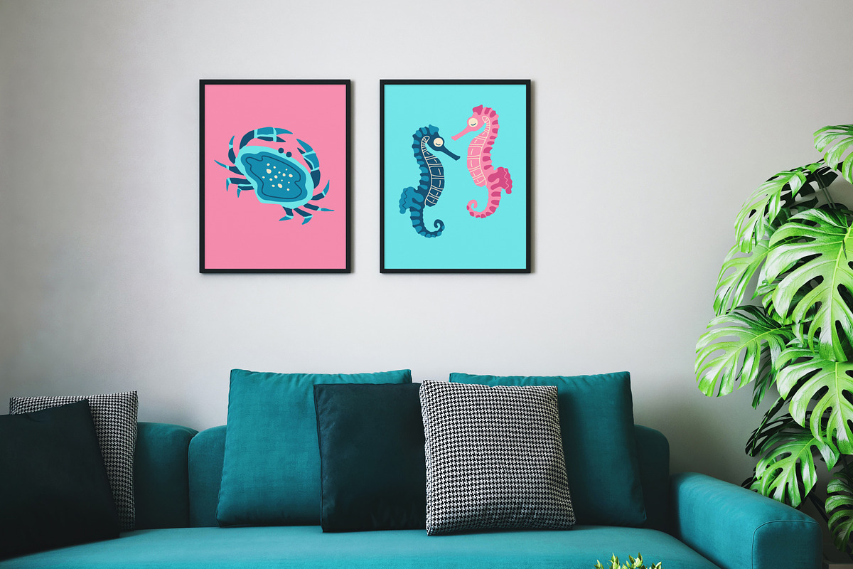 Sea Animals Marine Art Vector Set, an Animal Illustration by Neliakott ♥ (Photo 10 of 11)