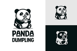 panda eating dimsum dumpling logo, a Branding & Logo Template by funpixel