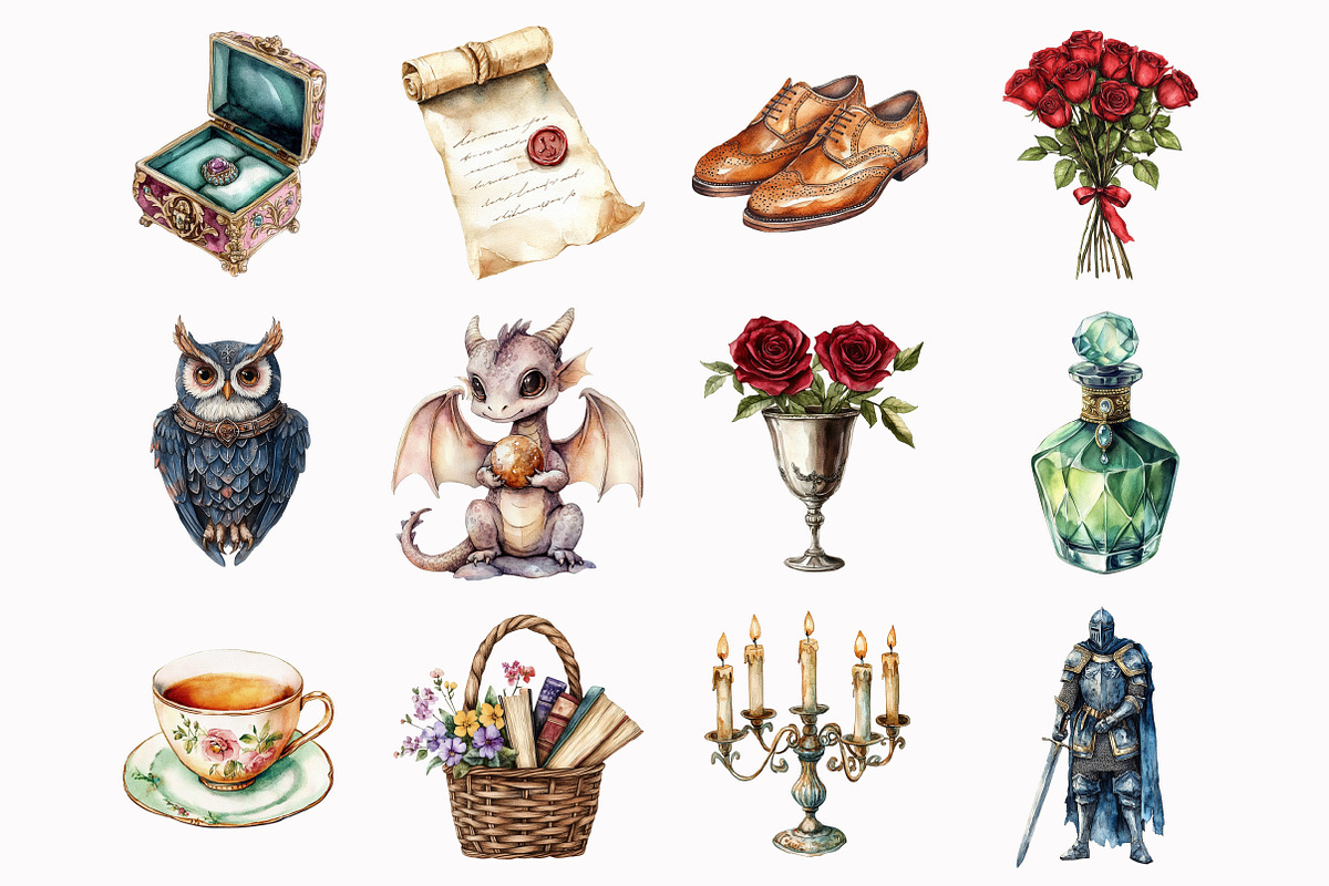 Watercolor Medievalcore Clipart, an Illustration by Design Market (Photo 3 of 5)