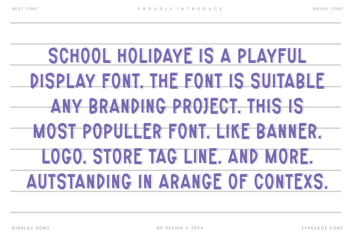 School Holidaye - Playful Font, a Sans Serif Font by QR Design Studio (Photo 4 of 6)