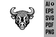 Set of bull heads isolated on white, an Animal Illustration by Vectorhight (Thumbnail 2 of 4)