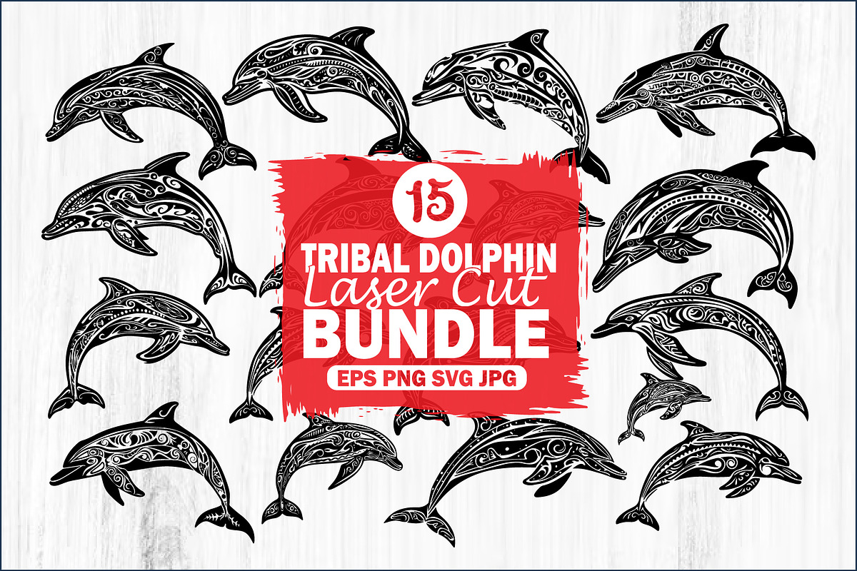 Tribal Dolphin Laser Cut Bundle, a Graphic by balal (Photo 1 of 16)