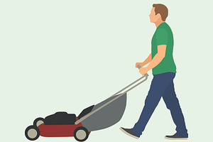 Man Pushing Lawnmower