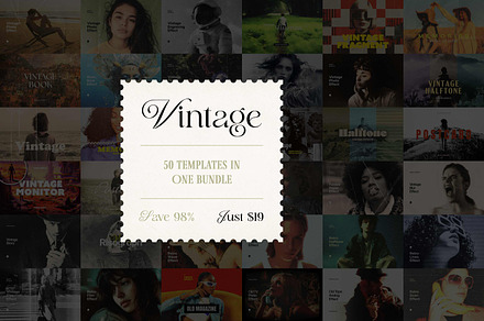 50 in 1 Vintage Effects Bundle, a Layer Style Add-On by pixelbuddha.net
