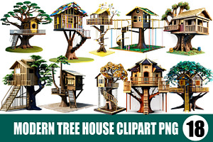 Modern Tree House Clipart PNG, an Illustration by Wow Magic
