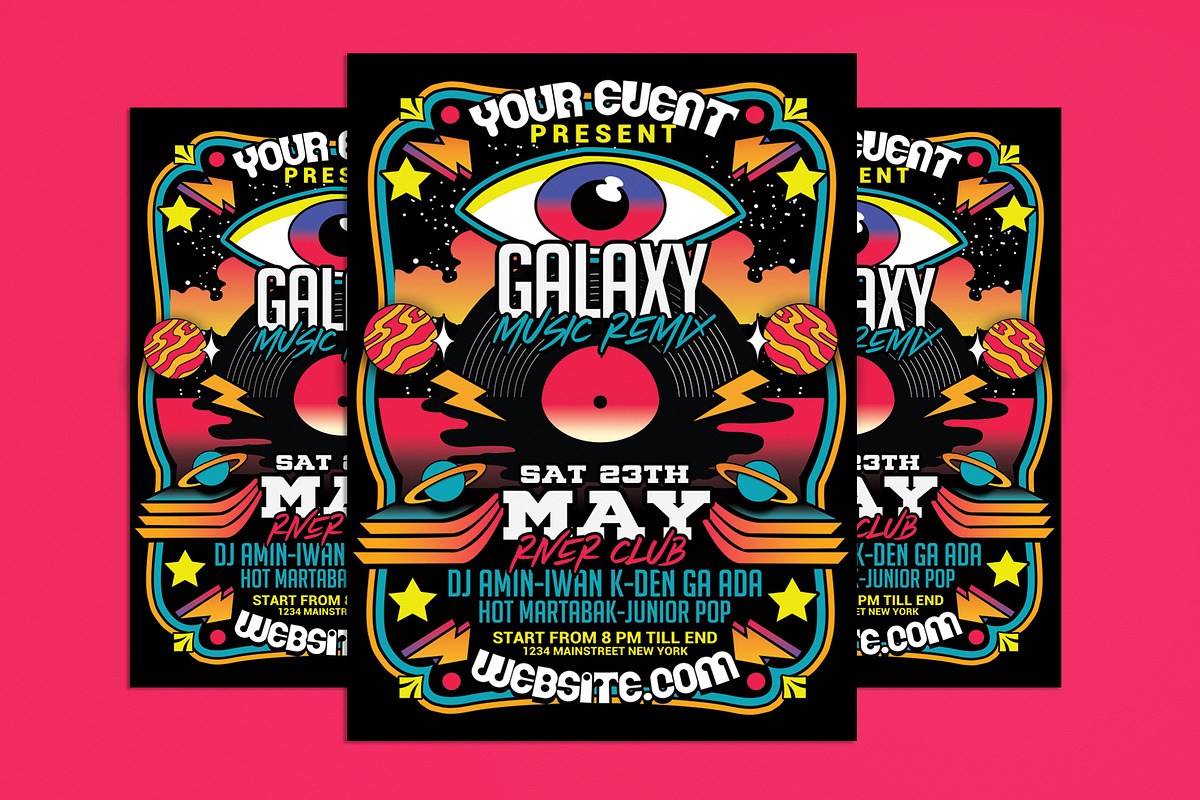 Retro Disco Galaxy Electro Party Fla, a Flyer Template by Muhamad Iqbal hidayat (Photo 1 of 4)