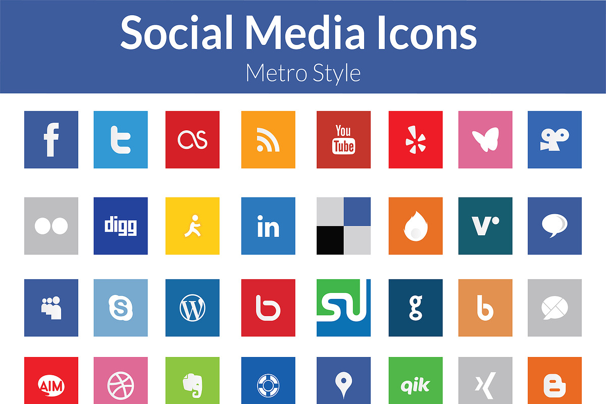Social Media Icons (Metro Style), an Icon by Carlos Fernando