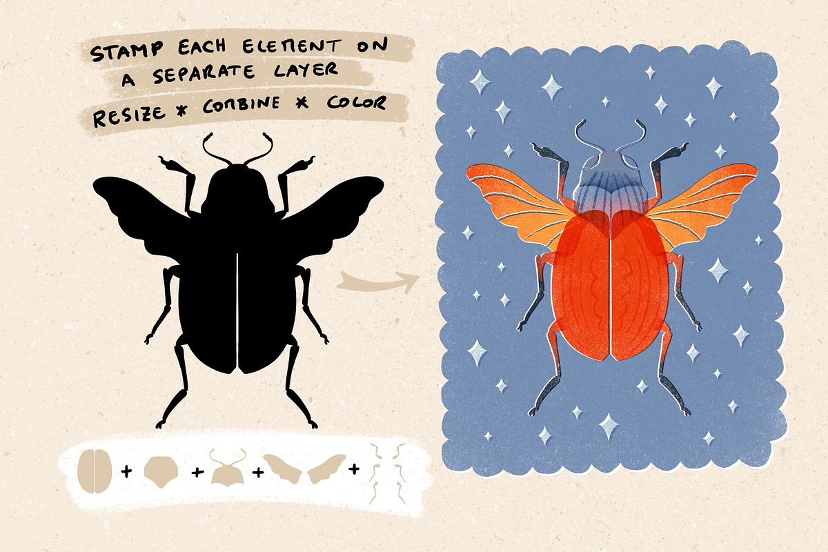 Lovely Bugs for Procreate, a Brush Add-On by PrettyLittlePigs (Photo 2 of 7)