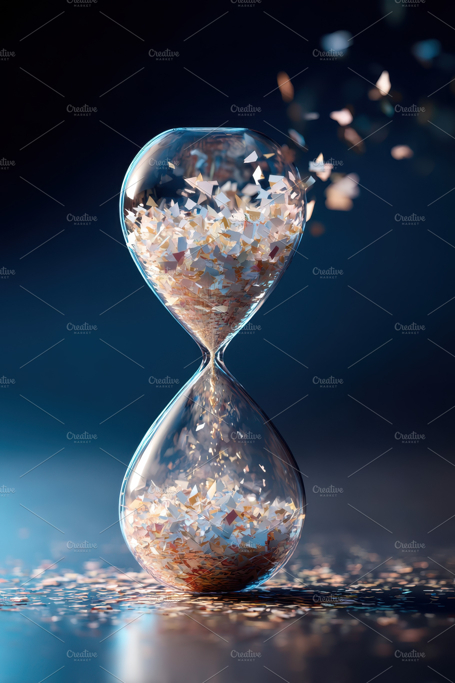 Colorful confetti in a glass hourglass, an Abstract Photo by AlyaAnd
