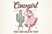 Vintage Western Cowgirl Sublimation, an Illustration by Rose Art (Thumbnail 3 of 7)
