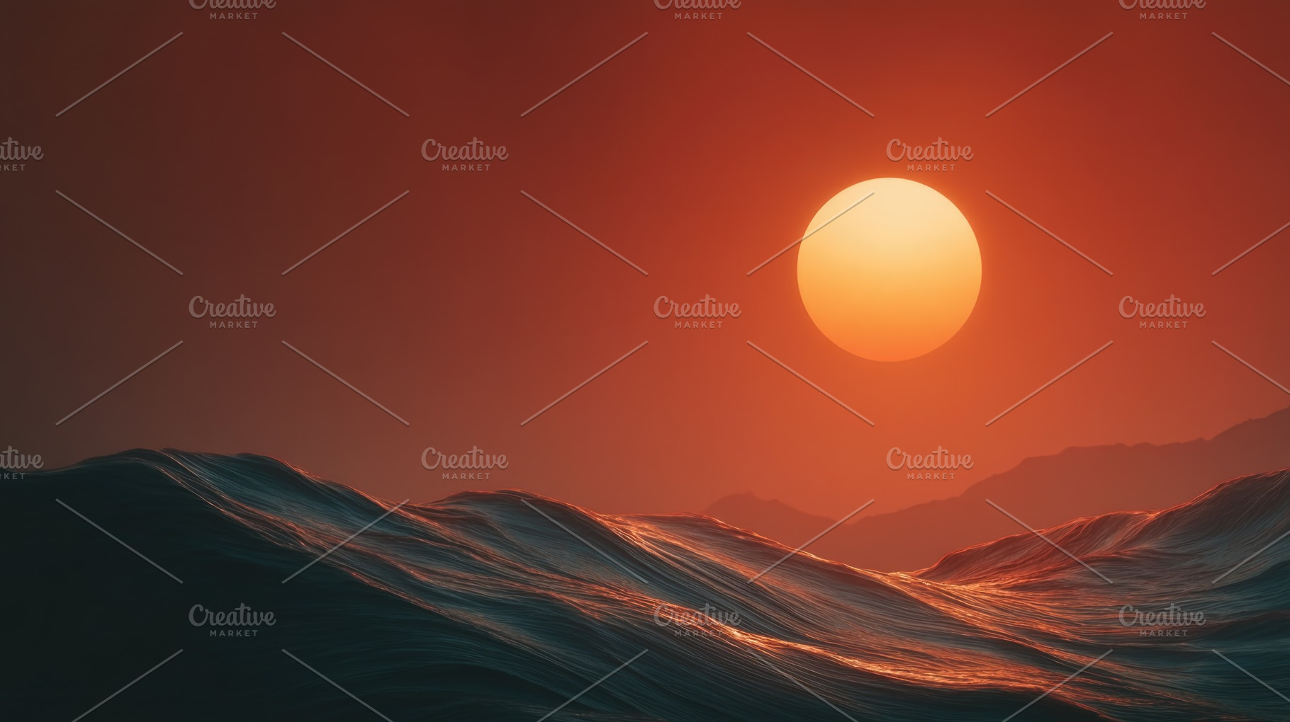Cinematic Red Sunset Over Dark Abstract Desert Waves with Copy S, an Abstract Photo by José Manuel Gelpi