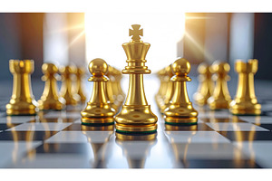 Golden chess pieces on a board, a Background Photo by Igor Tichonow