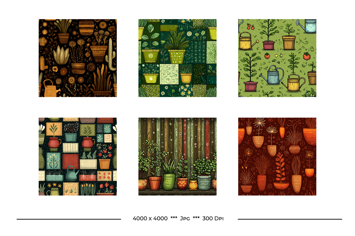 Gardening Retro Art Style Patterns, a Pattern Graphic by karenfoleyphoto (Photo 9 of 14)