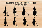 Cleaning Woman Silhouette SVG Set, a Work Illustration by Gfx Expert Team (Thumbnail 1 of 3)