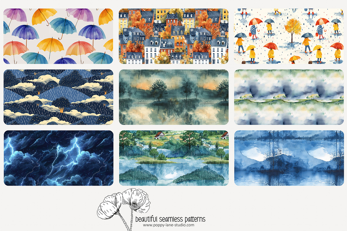 80 rainy weather seamless pattern, a Pattern Graphic by Poppy Lane Studio (Photo 8 of 11)