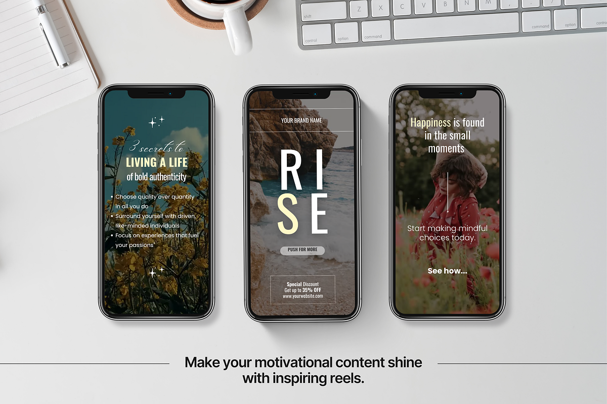 100 Motivational Reels Templates, a Social Media Template by DigiPax (Photo 4 of 10)