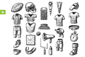 Vintage American Football Gear Set, an Object Graphic by RT Studio