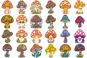 Groovy Mushrooms Clipart, an Object Illustration by Forhadx5 (Thumbnail 7 of 11)