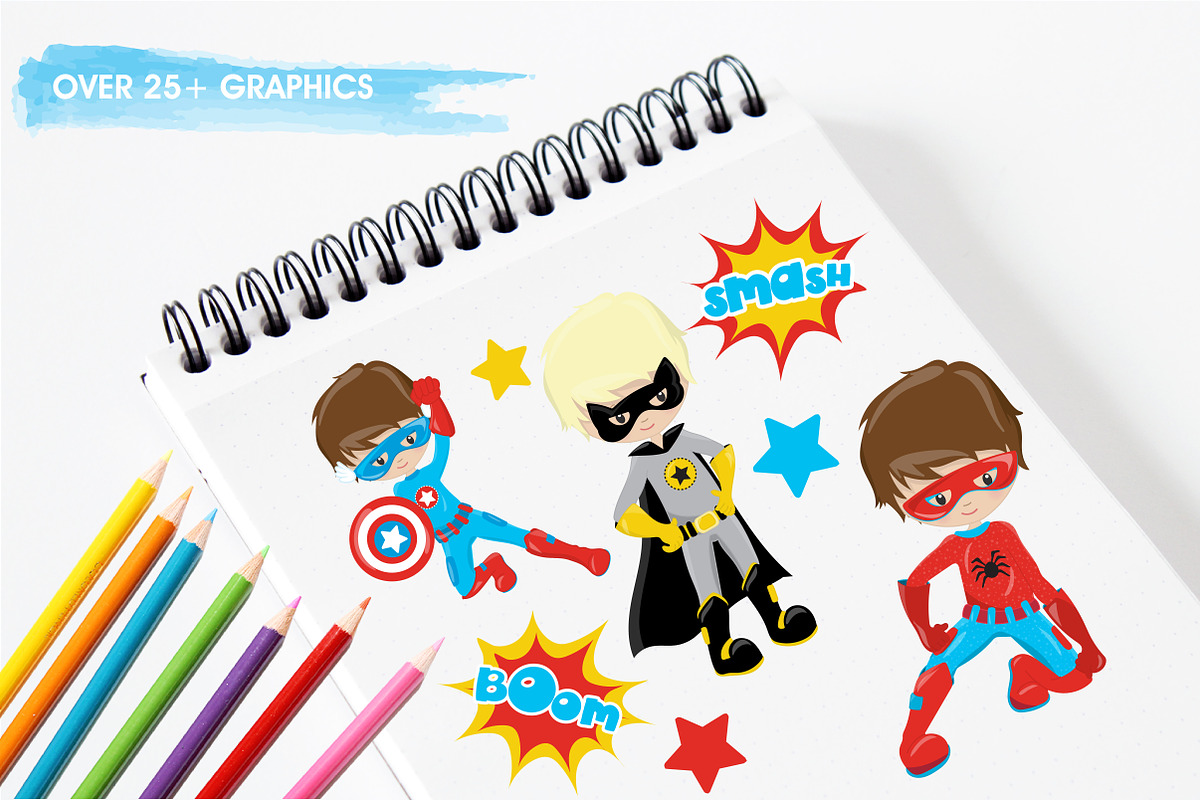 Superhero boys illustration pack, an Illustration by PrettyBundles (Photo 3 of 5)