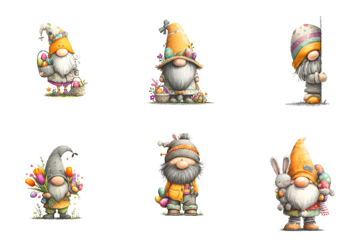 Whimsical Easter Gnome Clipart, an Illustration by Designking (Photo 5 of 7)