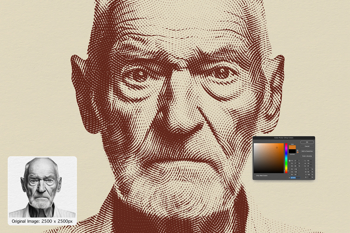 Engraving Studio Hatching Effect, an Action Add-On by DesignRocket (Photo 3 of 9)