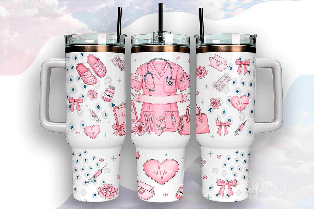 Custom Name Nurse 40oz Quencher, an Object Graphic by TumblerArtDS (Photo 3 of 3)