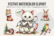 Festive Watercolor Clipart, an Illustration by Artnoy (Thumbnail 1 of 8)