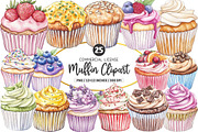 Muffin Watercolor Clipart, an Illustration by SinaCreation (Thumbnail 1 of 5)