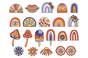 Retro Rainbows Clipart