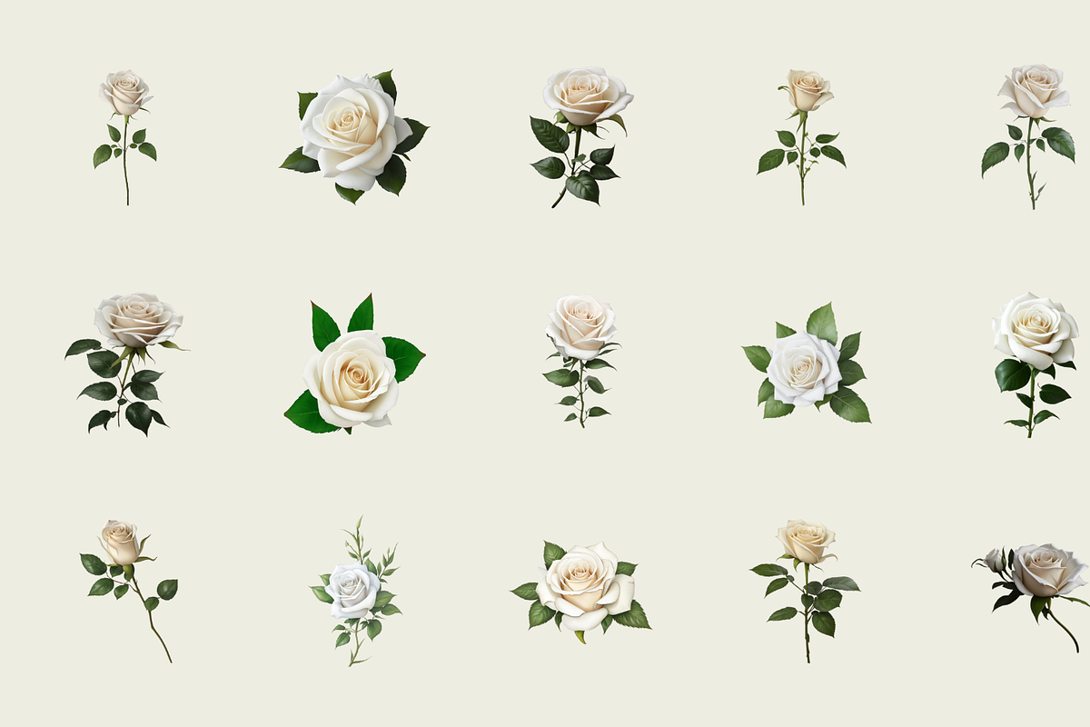 70 Watercolor White Rose PNG Clipart, a Graphic by Graphicspixel (Photo 3 of 11)