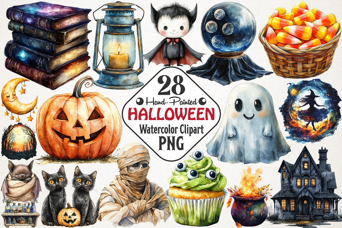 Hand-Painted Halloween Clipart, an Illustration by RobertsArt (Photo 1 of 7)
