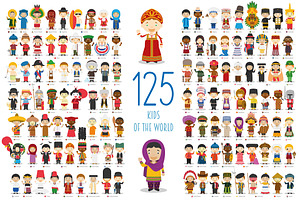 125 Kids of the world cartoon style, an Education Illustration by asantosg