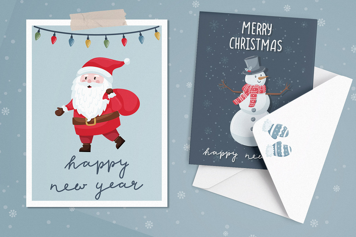 Christmas clipart, cards, phrases, a Seasonal Illustration by Valeria Soloveva (Photo 7 of 8)