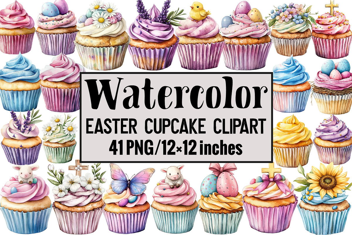 Easter Cupcake Clipart, an Illustration by Design Market (Photo 1 of 3)
