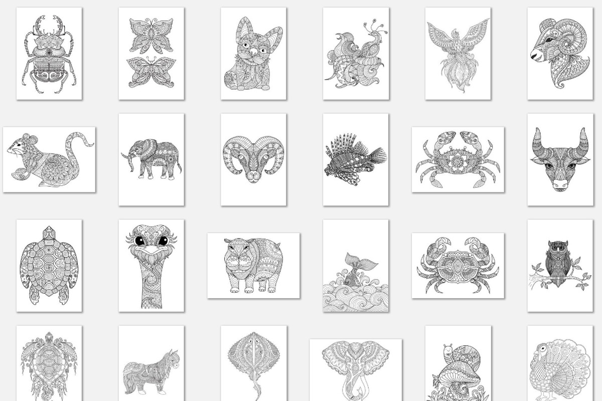 150 Animals Mandala Coloring Vector, an Animal Illustration by Blue Digital Studio (Photo 7 of 9)