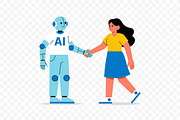 AI Robot and Woman Partnership, a Technology Illustration by Partikusi Design (Thumbnail 3 of 3)