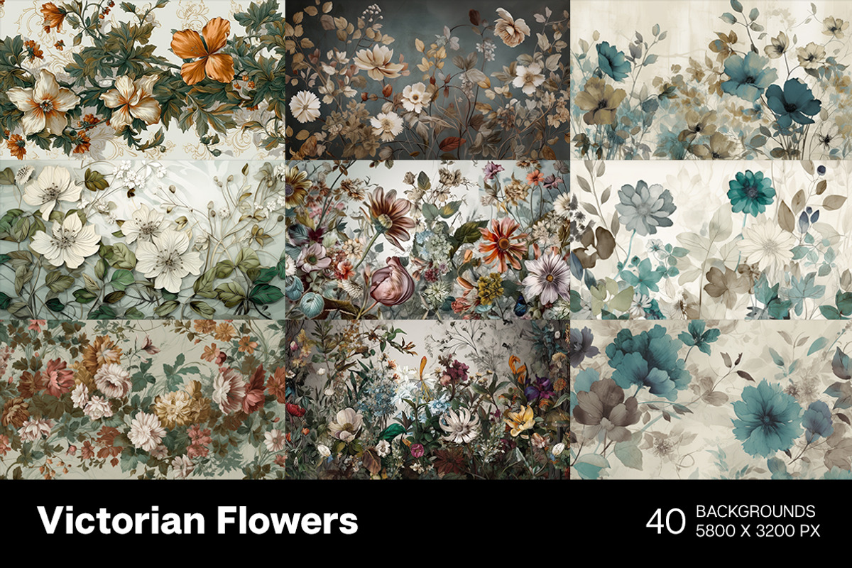 Victorian Flowers. 40 images, a Decorative Illustration by Handmadefont (Photo 3 of 11)