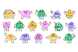 Funny scribble doodle characters, an Illustration by LadadikArt