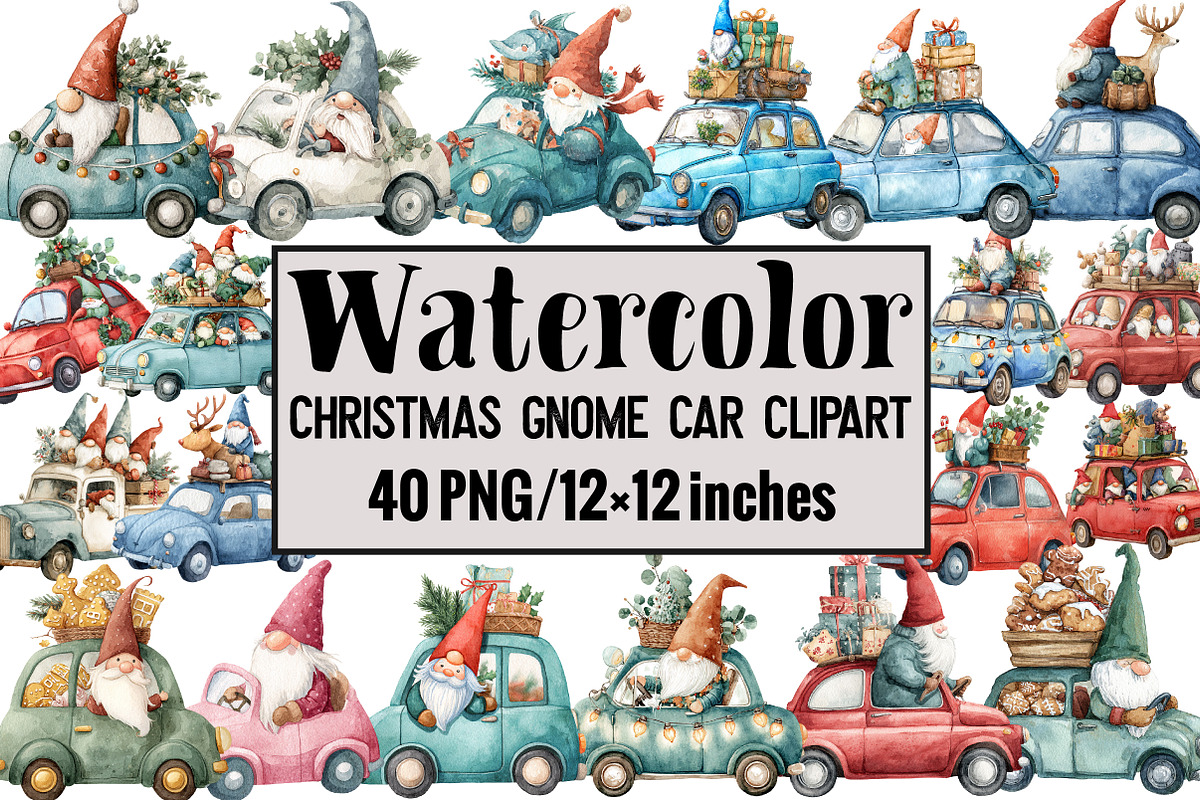 Christmas Gnome Car Clipart, an Illustration by Design Market (Photo 1 of 3)