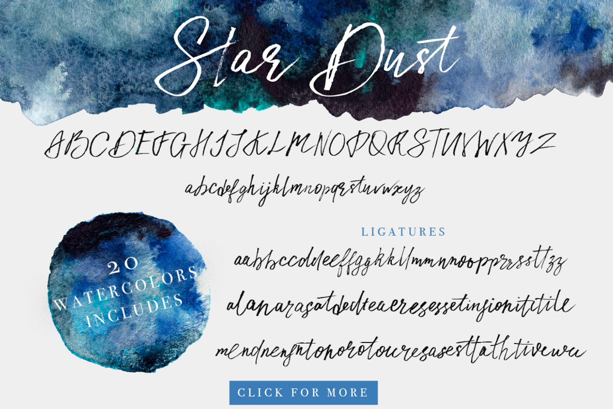 Star Dust Font & watercolor textures preview 7